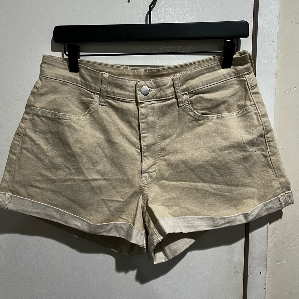 Divided Cream Jean Shorts